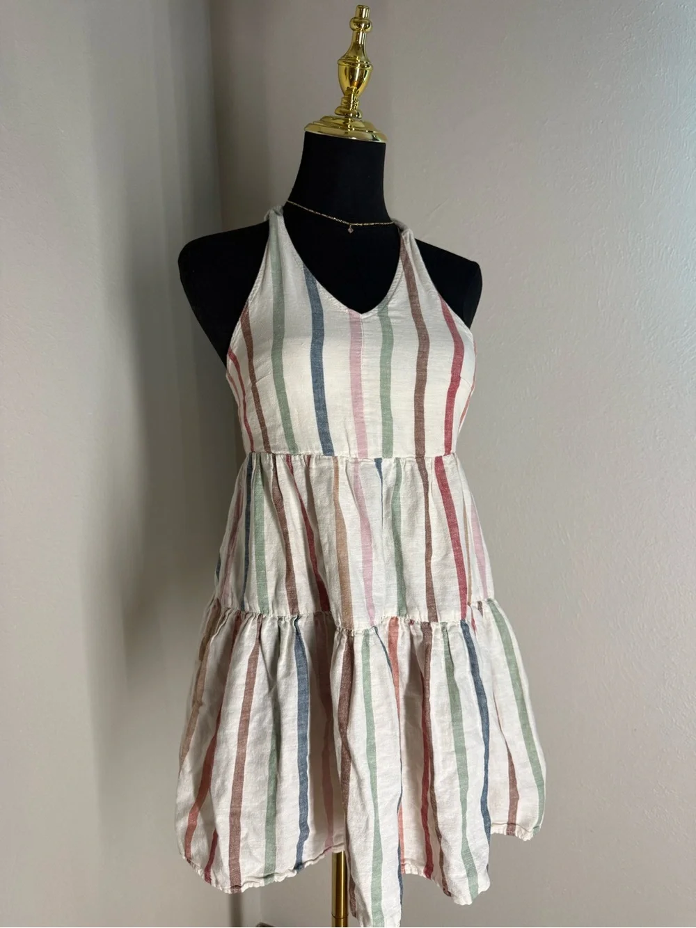 American Eagle Striped Halter Dress